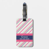 Lila und rosa Streifen-Monogramm-Gepäck-Umbau Gepäckanhänger (Rückseite vertikal)