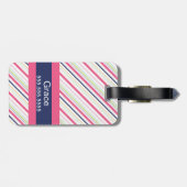 Lila und rosa Streifen-Monogramm-Gepäck-Umbau Gepäckanhänger (Rückseite horizontal)