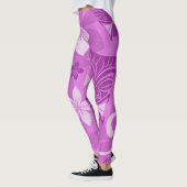Lila und rosa Tiki Hawaiian Leggings (Links)