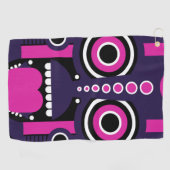 Lila und rosa Tiki-Maske Golfhandtuch (Horizontal)