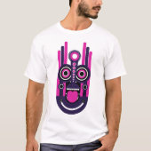 Lila und rosa Tiki-Maske T-Shirt (Vorderseite)