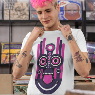 Lila und rosa Tiki-Maske T-Shirt