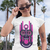 Lila und rosa Tiki-Maske T-Shirt