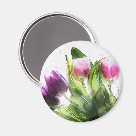 Lila und rosa Tulips Magnet (Vorderseite/Rückseite)
