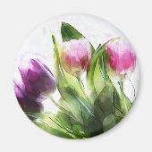 Lila und rosa Tulips Magnet (Vorne)