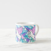 Lila und rosa Unicorn-Muster Espressotasse (Vorderseite Rechts)