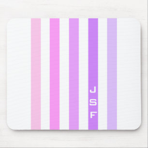 Lila und Rosa vertikale Streifenmonogramm Mousepad