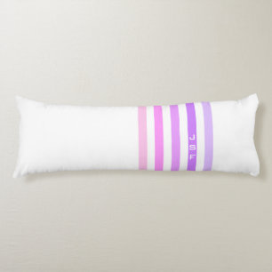 Lila und Rosa vertikale Streifenmonogramm Seitenschläferkissen