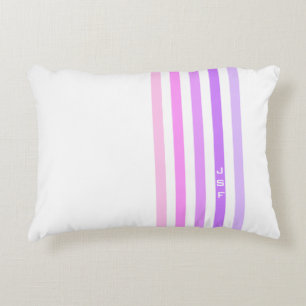 Lila und Rosa vertikale Streifenmonogramm Zierkissen