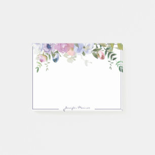 Lila und rosa Wasserfarbe floral personalisiert Post-it Klebezettel