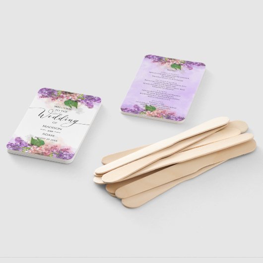 Lila und rosa Wasserfarben Lilac Blume Hochzeit Fächer (Non-assembled)