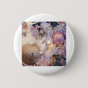 Lila und rosa Weihnachtsschmuck Button