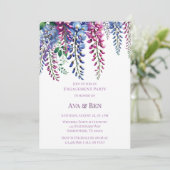 Lila und rosa Wisteria-Engagement-Partei Einladung (Stehend Vorderseite)
