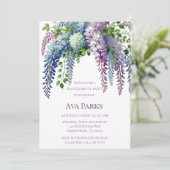 Lila und rosa Wisteria Junggeselinnen-Abschied Einladung (Stehend Vorderseite)