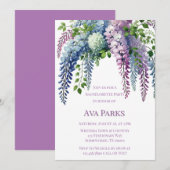 Lila und rosa Wisteria Junggeselinnen-Abschied Einladung (Vorne/Hinten)