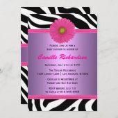 Lila und rosa, Zebra, Girl-Baby-Dusche Einladung (Vorne/Hinten)