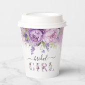Lila und rosafarbene Blume Brautparty Girl Pappbecher (Vorderseite)