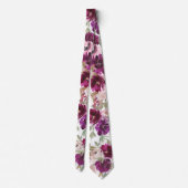 Lila und rosafarbene Blume Rose Neck Tie Krawatte (Rückseite)