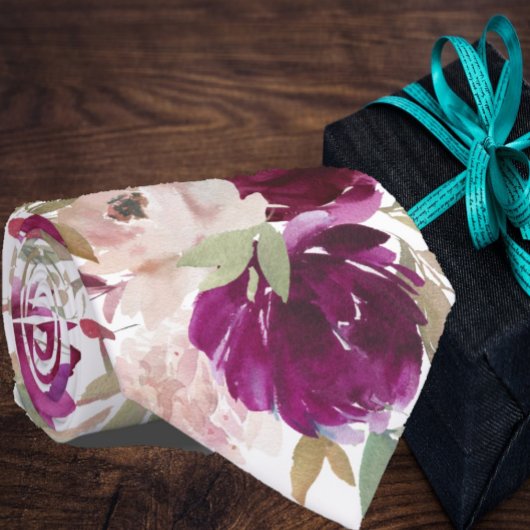Lila und rosafarbene Blume Rose Neck Tie Krawatte