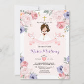 Lila und rosafarbene Blütenmädchen 1. Einladung (Vorderseite)
