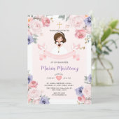 Lila und rosafarbene Blütenmädchen 1. Einladung (Stehend Vorderseite)