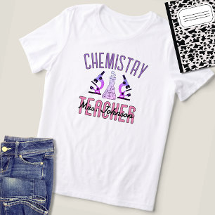 Lila- und rosafarbene Chemie Lehrer Namenserkennun Tri-Blend Shirt