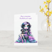 Lila und rosafarbene Dackel Karte (Gelbe Blume)