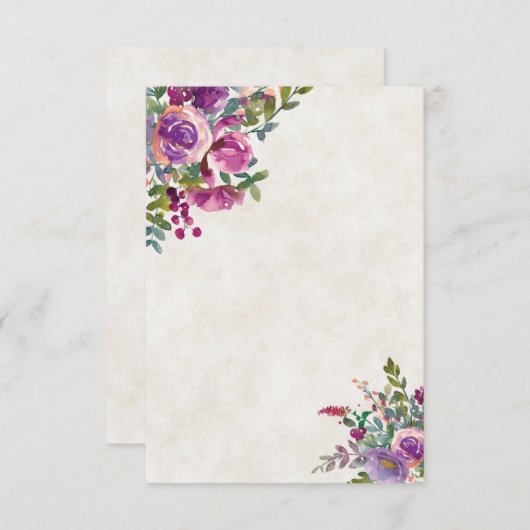 Lila und rosafarbene Eggplant Hochzeit Einladung (Vorne/Hinten)