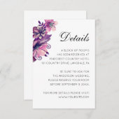 Lila und rosafarbene Hochzeitsdetails Begleitkarte (Vorne/Hinten)