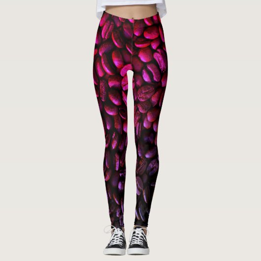 Lila und rosafarbene Kaffeebohnen Leggings (Vorderseite)