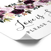 Lila und rosafarbene Liebe ist süße Hochzeitszeich Poster (Ecke)