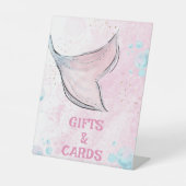 Lila und rosafarbene Meerjungfrau Schwanz Geschenk Sockelschild (Vorderseite)