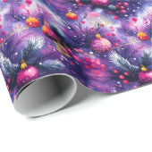 Lila und rosafarbene Ornamente Weihnachten Geschenkpapier (Rolleneckpunkt)