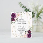 Lila und rosafarbene Rosenhochzeit - Einladung (Stehend Vorderseite)