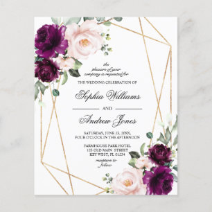 Lila und rosafarbene Rosenhochzeit - Einladung