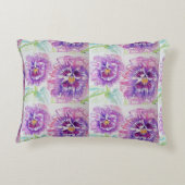 Lila und rosafarbene Stiefmütterchen Wasserfarbenk Dekokissen (Rückseite)