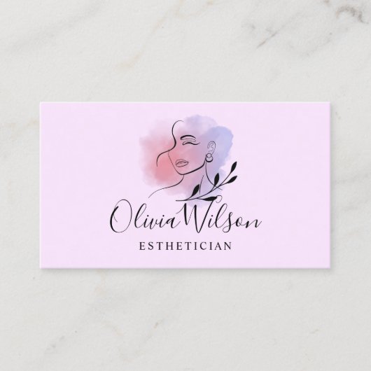 Lila und rosafarbener Östhetiker mit eigener Marke Visitenkarte (Vorderseite)
