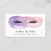 Lila- und rosafarbener Wasserfarben-Lashkünstler Visitenkarte (Vorderseite)