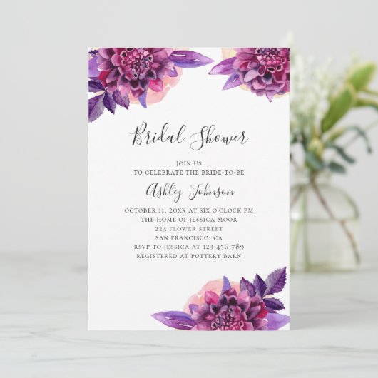 Lila und rosafarbenes Brautparty Einladung (Stehend Vorderseite)