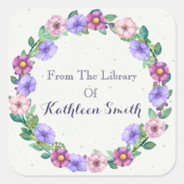 Lila und rosafarbenes Buchzeichen Quadratischer Aufkleber