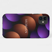 Lila und Rose-Gold-Halbkreise, Name in Weiß Case-Mate iPhone Hülle (Rückseite (Horizontal))