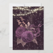 Lila und Rose Gold Peony Lights Glitzer Hochzeit Einladung (Rückseite)