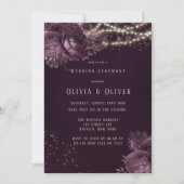Lila und Rose Gold Peony Lights Glitzer Hochzeit Einladung (Vorderseite)
