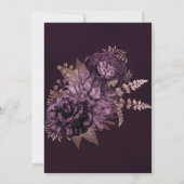 Lila und Rose Gold Peony Lights Glitzer Hochzeit Einladung (Rückseite)