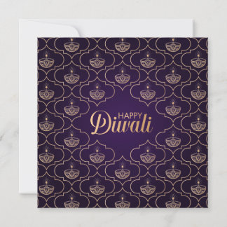 Lila und Rose Goldmuster Happy Diwali Karte
