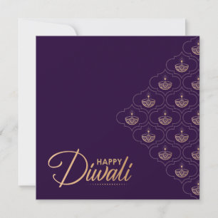 Lila und Rose Goldverzierung Happy Diwali Card Karte