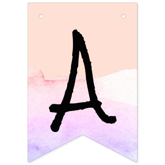 Lila und rot-pinke Aquarellfarben glückliche Pensi Wimpelkette (Zweite Fahne)