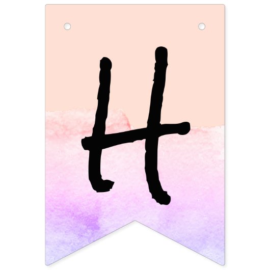 Lila und rot-pinke Aquarellfarben glückliche Pensi Wimpelkette (Erste Fahne)