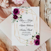 Lila und rot Rosa Save the Date Einladung