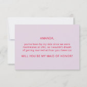 Lila und rot werden Sie meine Trauzeugin sein Einladung (Rückseite)